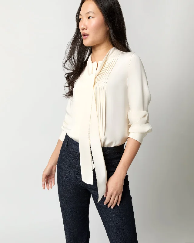 Women's Blouse with BeltMarigold Blouse in Ivory Silk Crepe de Chine