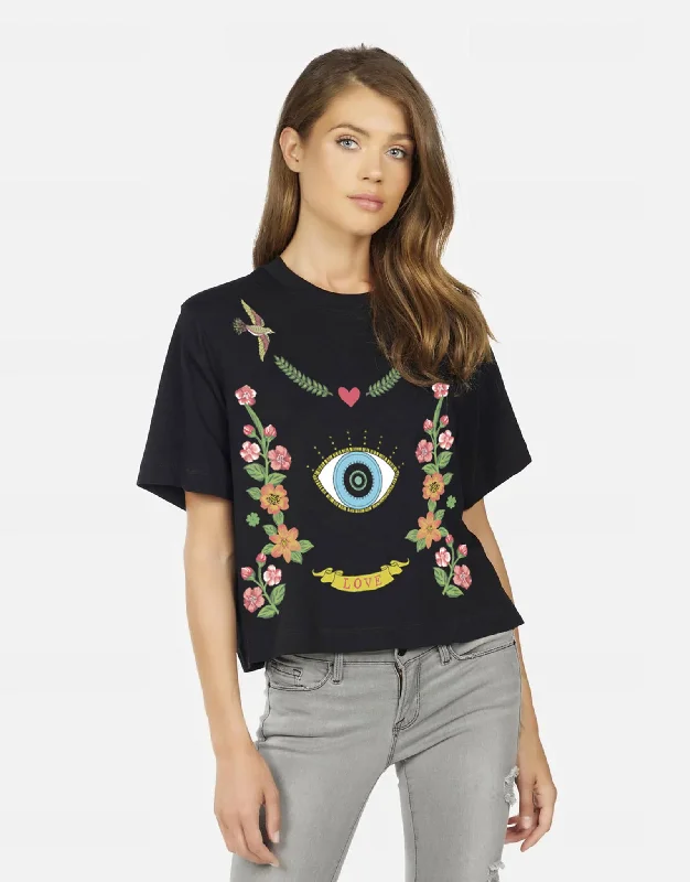 Women's Blouse with Square NeckRue Floral Eye Love