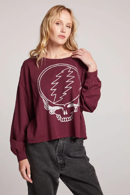 Women's High-Neck BlouseGrateful Dead Silver Stealie Long Sleeve