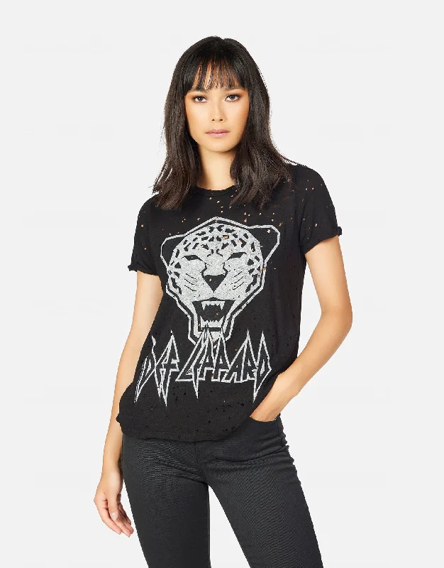 Women's Blouse with Notched CollarBess Tiger Def Leppard