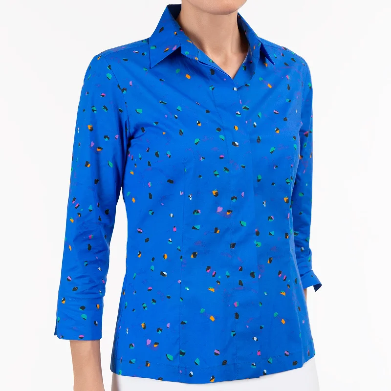 Women's Blouse for BusinessHidden Placket Shirt in Jeweled Beads