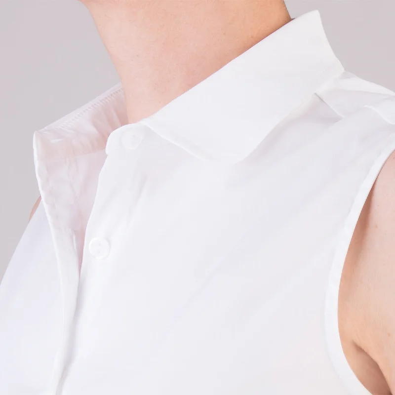 Women's Blouse with Straight HemKelly Sleeveless Shirt in White