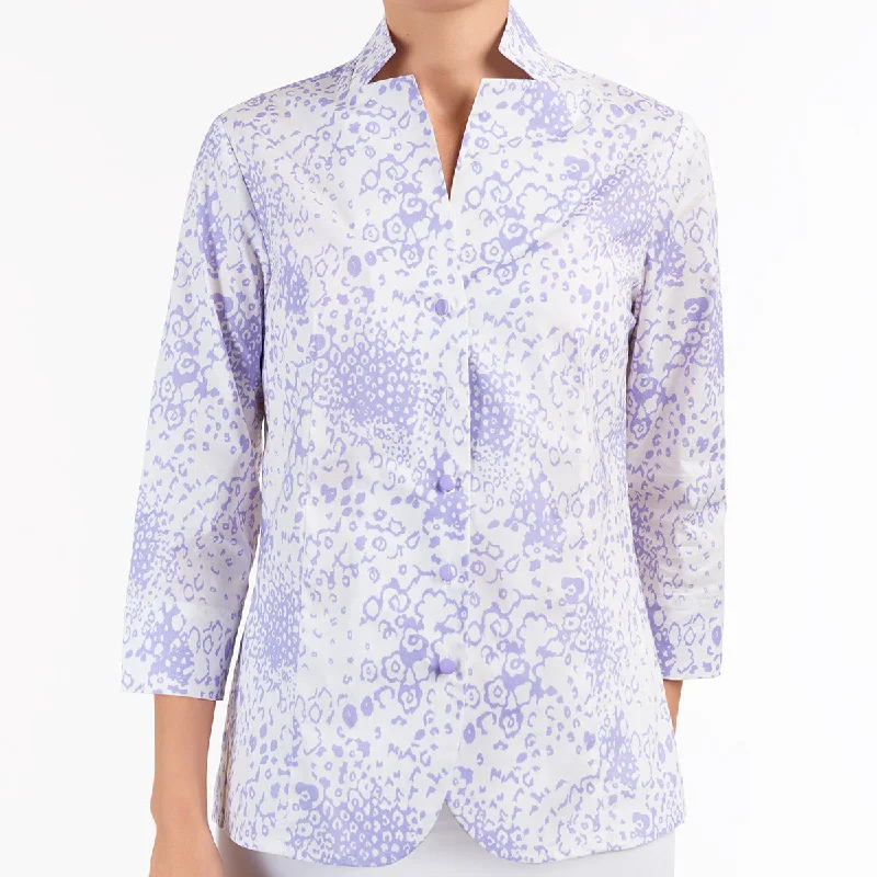 Women's Striped BlouseNotch Collar Shirt in Jardin Lilas