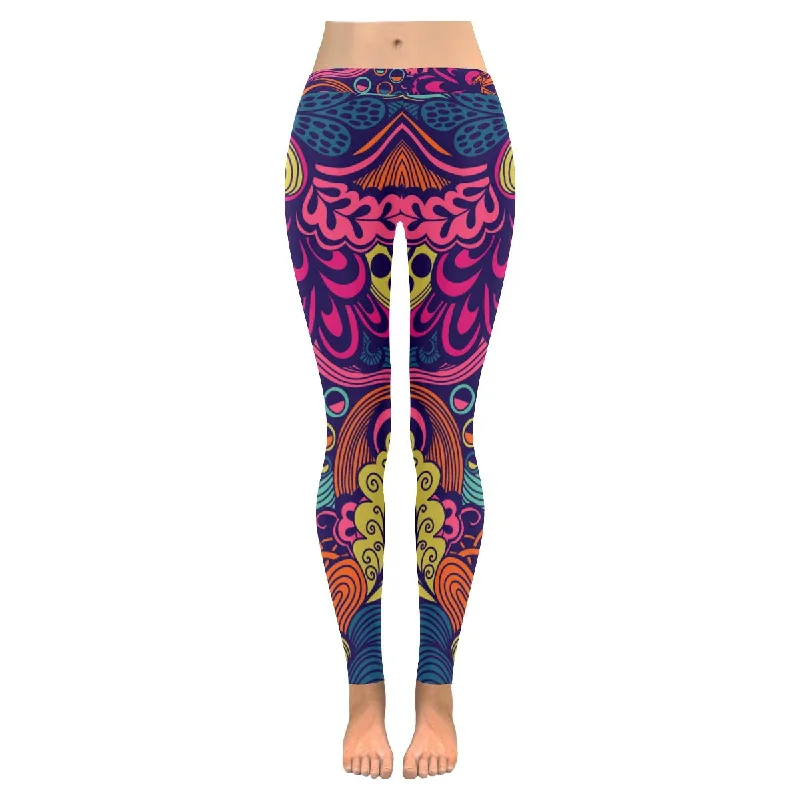 Graphic texture with abstract flowers print Ladies yoga Leggings for women