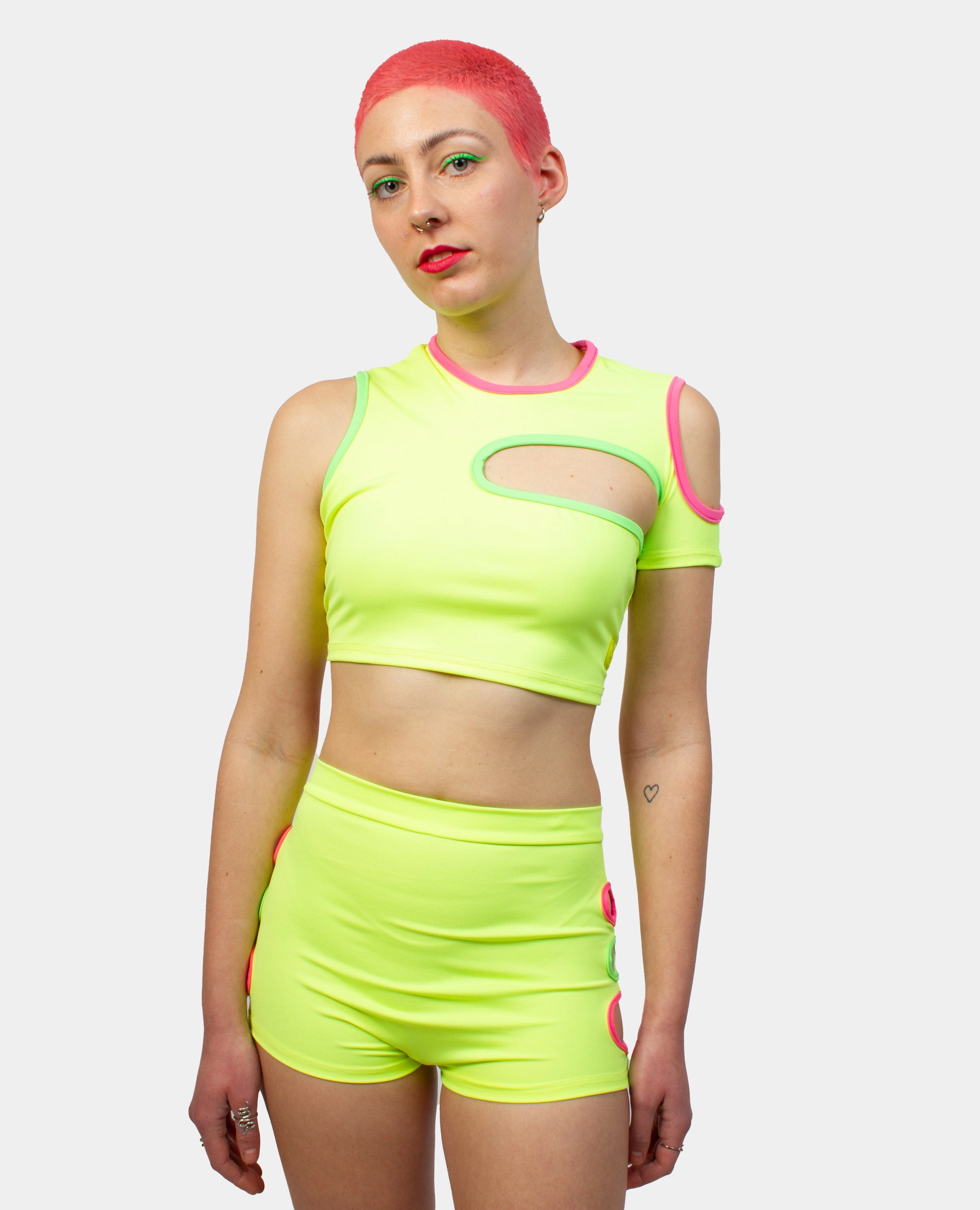 Women's Button-Up BlouseREWIND CROPPED VEST NEON YELLOW