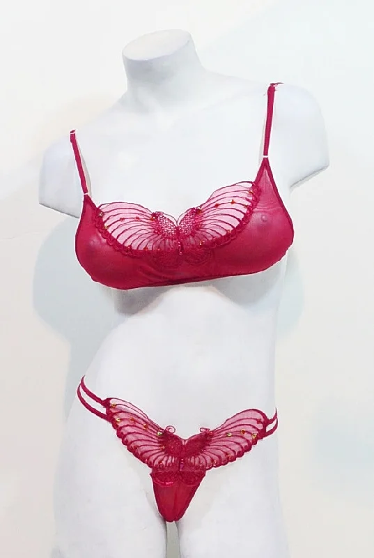 maternity support underwear for pregnant womenRed Butterfly Bralette & Thong Set