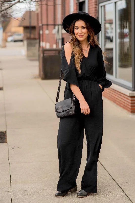 Women's Jumpsuits with Sweetheart CollarSlit Sleeve Wrap Jumpsuit