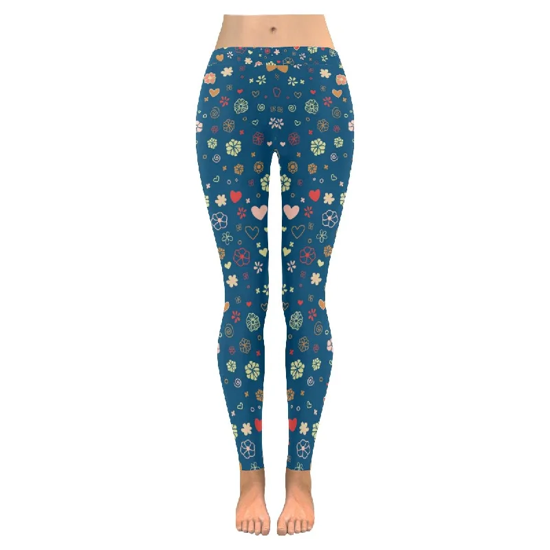 Zenzzle texture with flowers and hearts ladies Yoga Legging for women