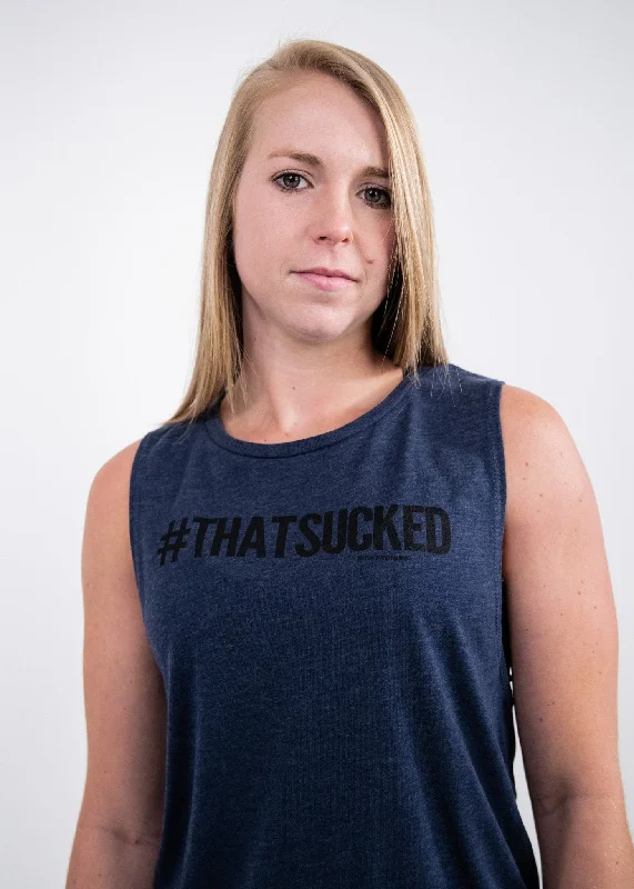 Women's Blouse with Low Collar#THATSUCKED Muscle Tank: Heather Navy