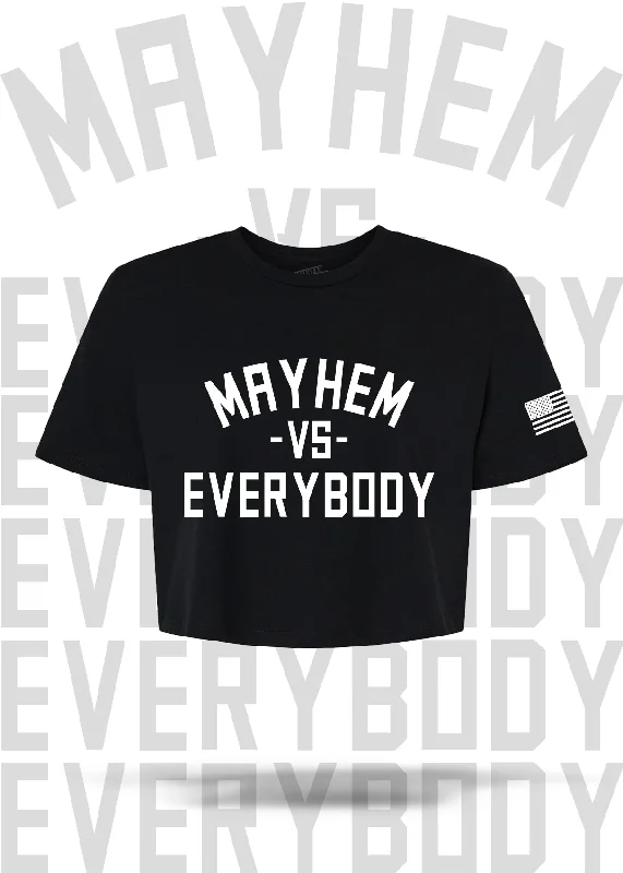 Women's Blouse with Keyhole CollarMayhem Vs. Everybody Crop Tee: Black