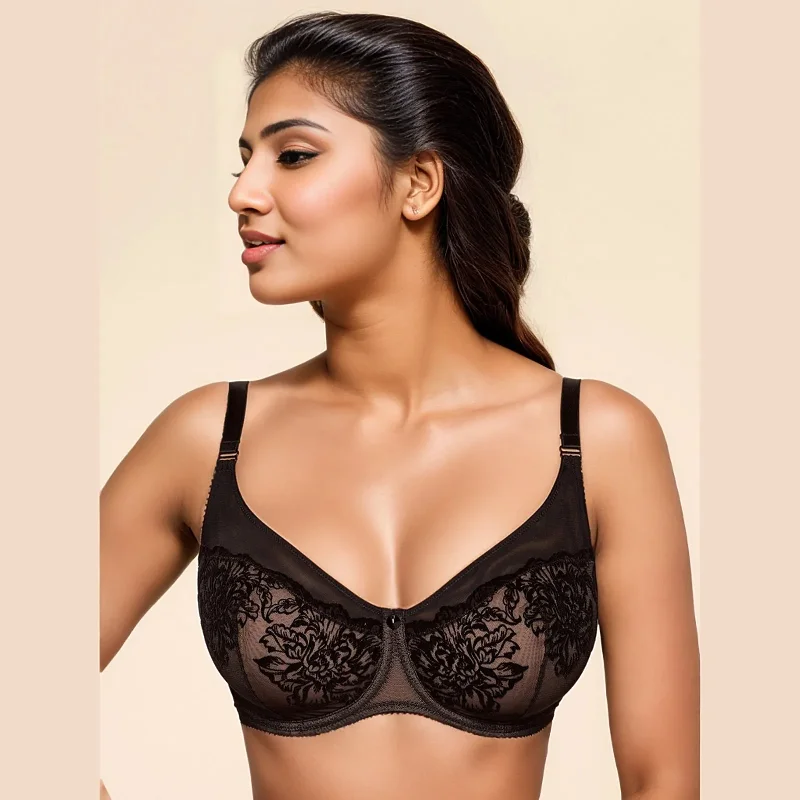 wireless bra with molded cupsAjour Sensual Goddess Full Coverage Mesh Bra