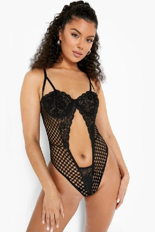 full-body suit with built-in bra and panties for easeBody Noir Dentelle Femme