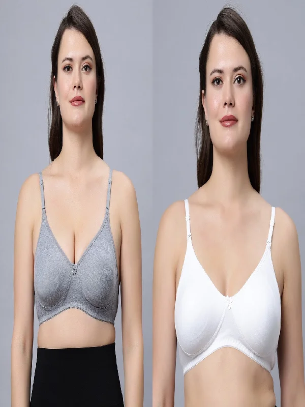 plus-size full-bust braNon padded medium coverage White and Grey Color Everyday Bra (Pack of 2)