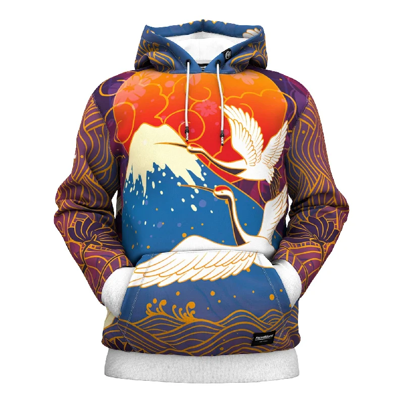 Women's Hooded Sweatshirts with Damask LiningManchurian Crane Hoodie