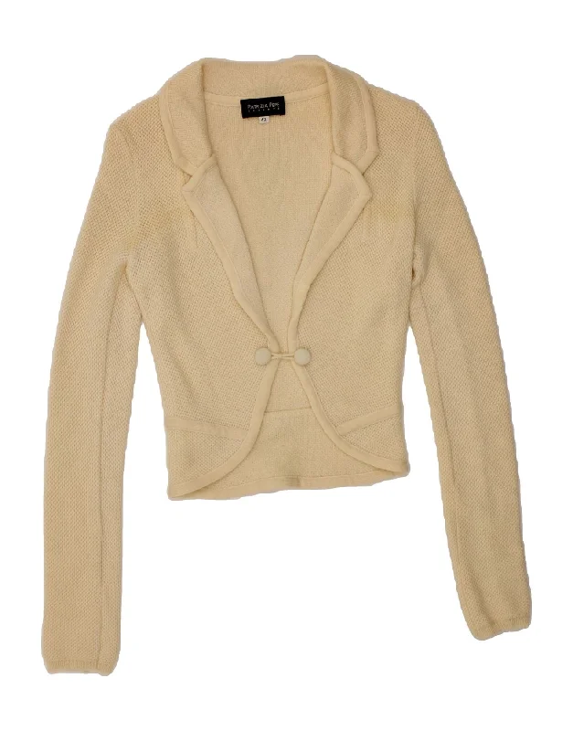 Women's PeacoatsPATRIZIA PEPE Womens Crop Knit Blazer Jacket IT 42 Medium Beige Wool