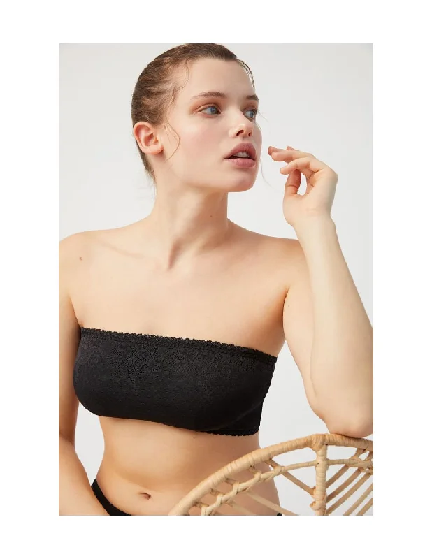 lace appliqué braSujetador Bandeau multiposición con tirantes desmontables