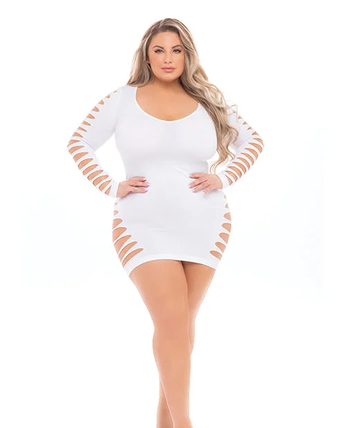 sports bra for high-impact workoutsPink Lipstick Bold Babe Longe Sleeve Dress (fits Up To 3x) White Qn