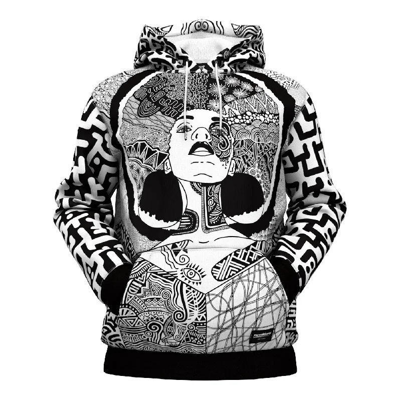 Women's Hooded Sweatshirts with ButtonsBlack And White Beauty Hoodie