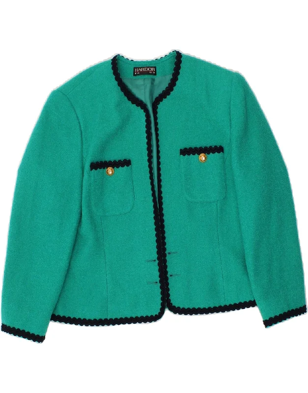 Women's Coats with Fur TrimHARDOB Womens Crop Bomber Jacket UK 18 XL Green Wool