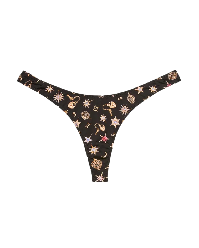 stretch lace panties with a sheer lace waistband for a seductive appealLuxe Thong, Charm Print