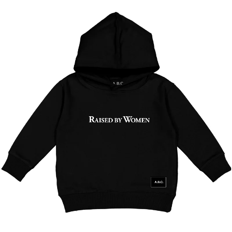 Women's Hooded Sweatshirts with Knit LiningRAISED BY WOMEN HOODIE (BLACK)