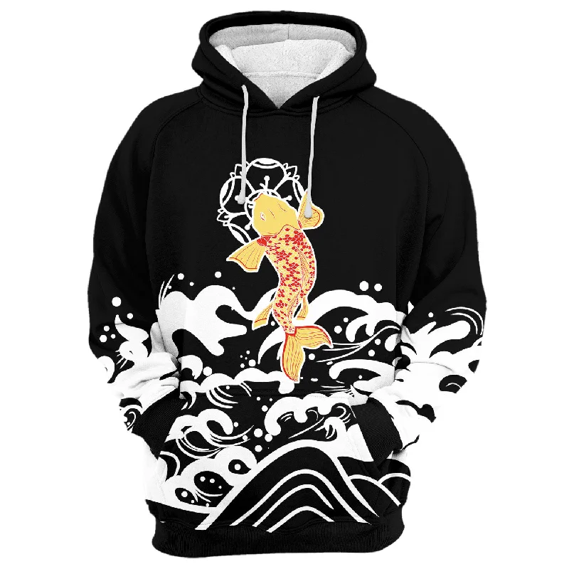 Women's Hooded Sweatshirts with Mediumweight FabricKoi Fish Black Hoodie