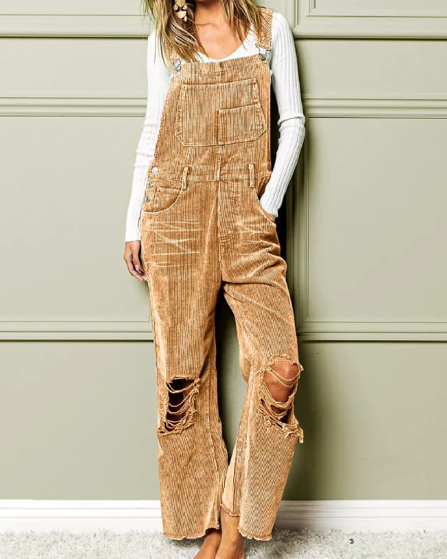 Women's Blouse with Wide CollarVintage Vibes Corduroy Overalls