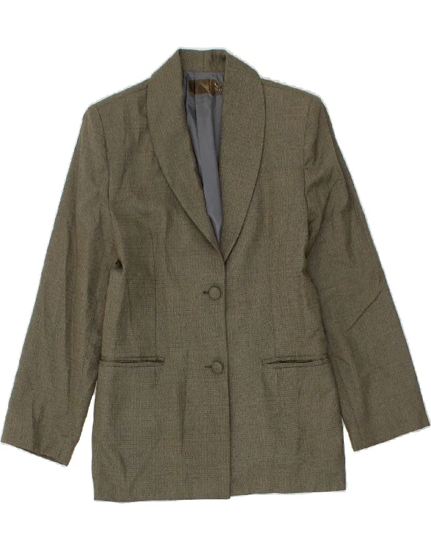 Women's Coats with SleevesVINTAGE Womens 2 Button Blazer Jacket IT 44 Medium Grey Check Wool