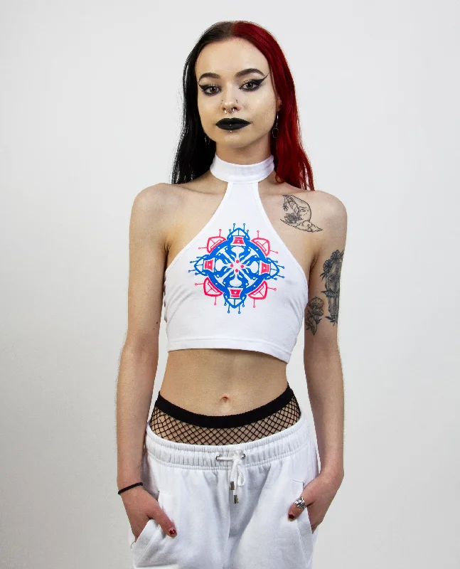 Women's Blouse with Shirt CollarRIB HALTER DHARMA WHEEL