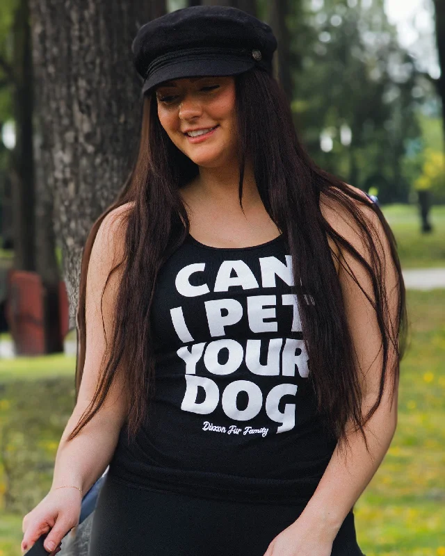 Women's Blouse with Rounded CollarWomen's Can I Pet Your Dog Fitted Tank - Black