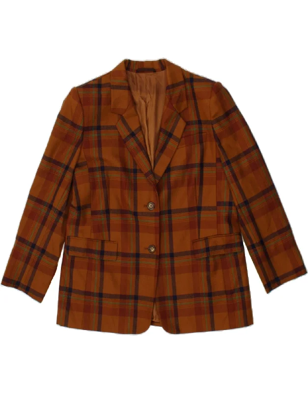 Women's PeacoatsMARINA RINALDI Womens 2 Button Blazer Jacket Size 23 Medium Brown Plaid