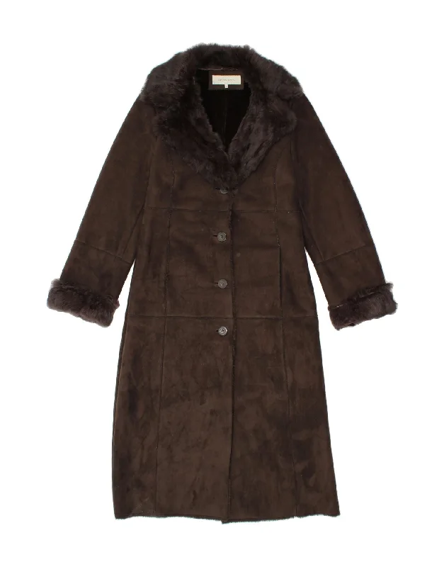 Women's Button-Up CoatsGERARD DAREL Womens Sherpa Overcoat EU 38 Medium Brown Polyester