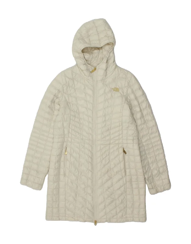 Women's Anorak CoatsTHE NORTH FACE Womens Hooded Padded Coat UK 16 Large Off White Polyester