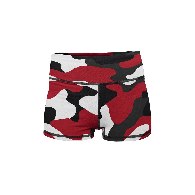 Women's Compression ShortsRed Camo Yoga Shorts