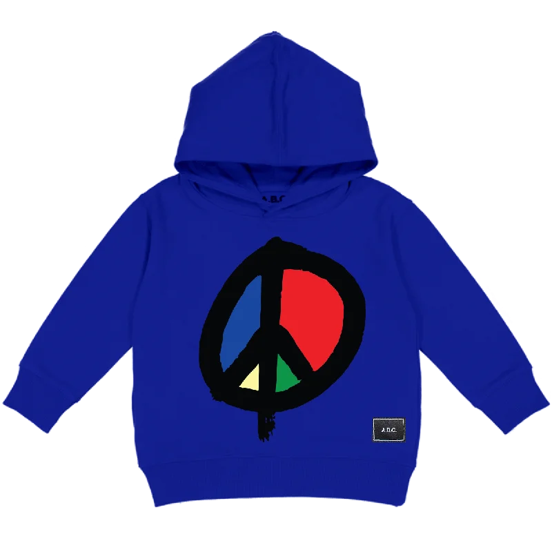 Women's Hooded Sweatshirts with Button ClosureWE WANT PEACE HOODY (ROYAL)