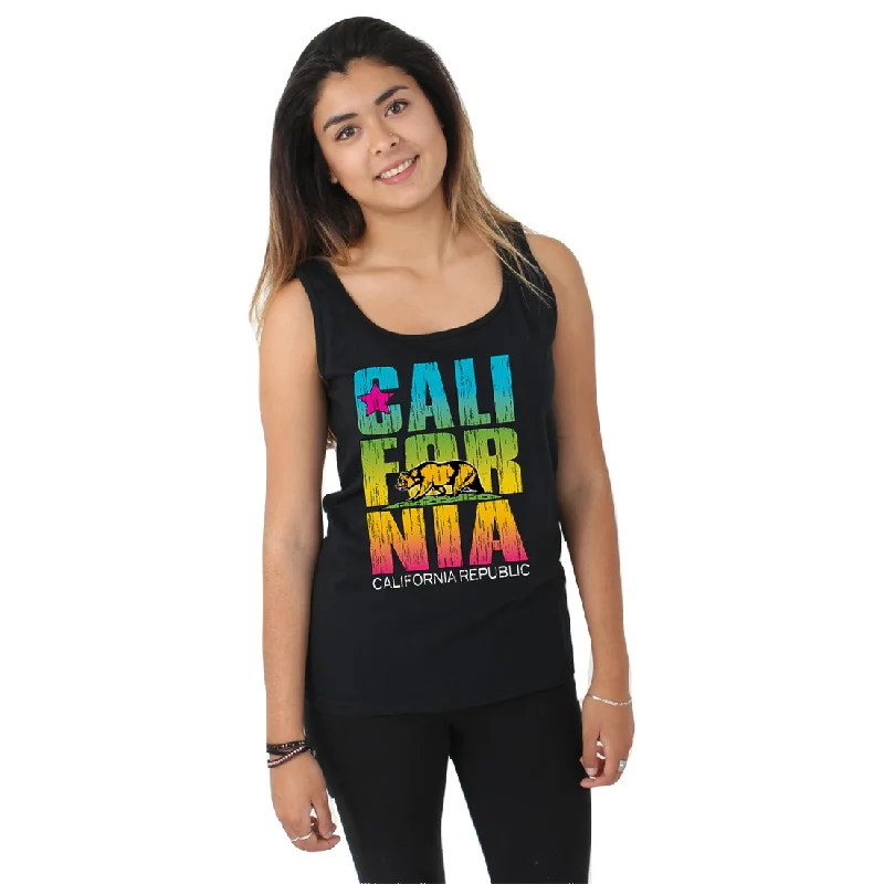 Women's Hooded Sweatshirts with Button ClosureCalifornia Republic Neon Retro Women's Tank Top