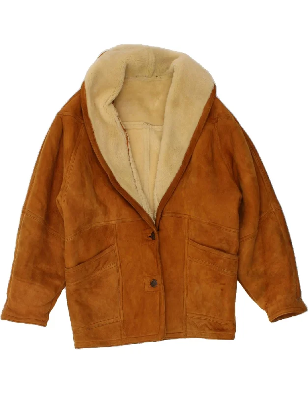 Women's Anorak CoatsVINTAGE Womens Oversized Shearling Jacket UK 16 Large Brown Shearling