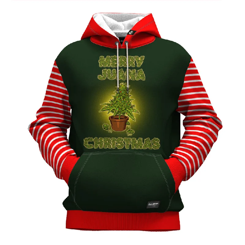 Women's Hooded Sweatshirts with Tweed LiningMerryjuana Christmas Hoodie