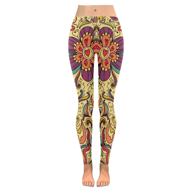 Zenzzle Flowers and birds texture print Womens yoga running Leggings