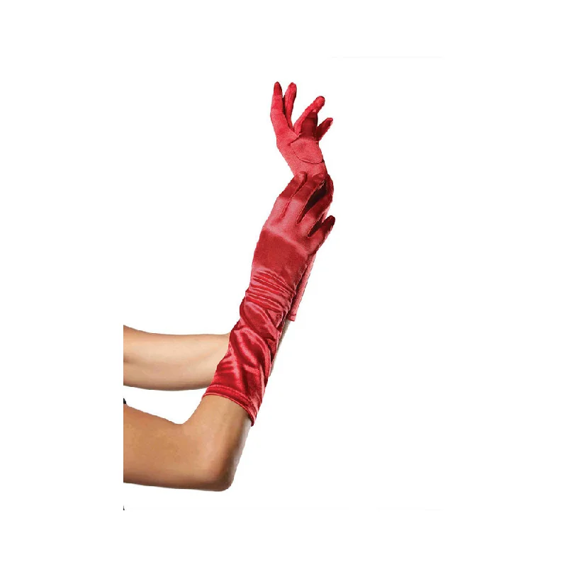 women's pajamas with a touch of whimsical funElbow Length Satin Gloves O/S - Red