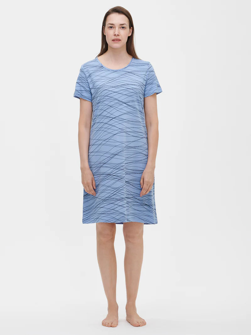 women's pajamas with a comfortable fitNanso big shirt korte mouw grafische lijnen - LANKA 28694 - Licht blauw (2304)