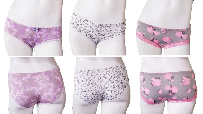 stretch lace panties with a sheer overlay and high-cut legs for a seductive flairVIP Panties - Assorted Florals