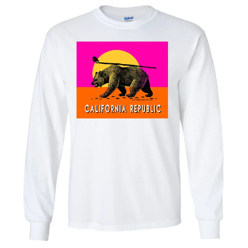 Women's Hooded Sweatshirts with Relaxed WaistCalifornia Summer Surf Bear Long Sleeve Shirt