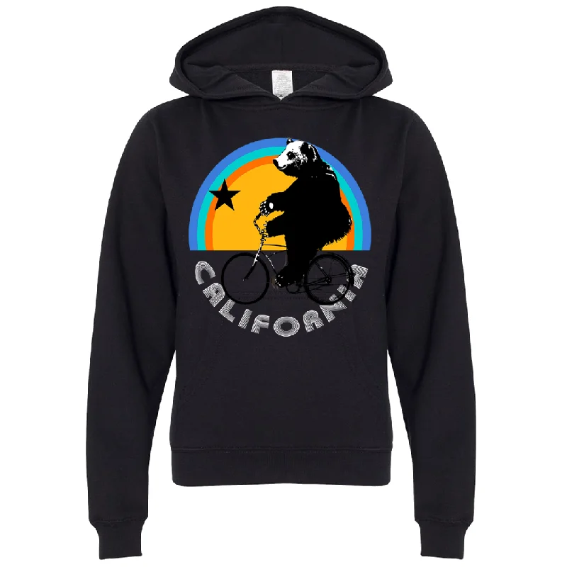 Women's Hooded Sweatshirts with Chevron LiningCalifornia Bear On Bike Premium Youth Sweatshirt Hoodie