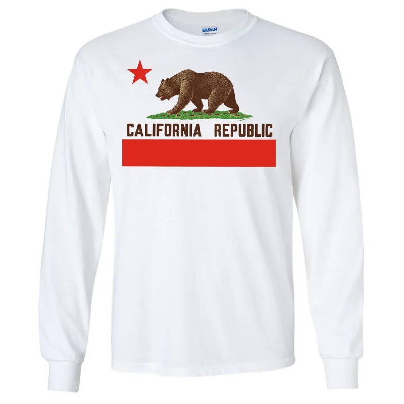 Women's Hooded Sweatshirts with Velcro ClosureDon Pimentel California Republic Bear Flag Brown Text Long Sleeve Shirt