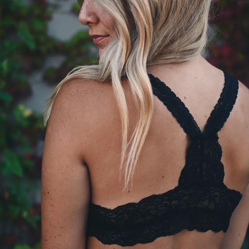 padded bra for small bustsBlack Lace Racerback Bralette