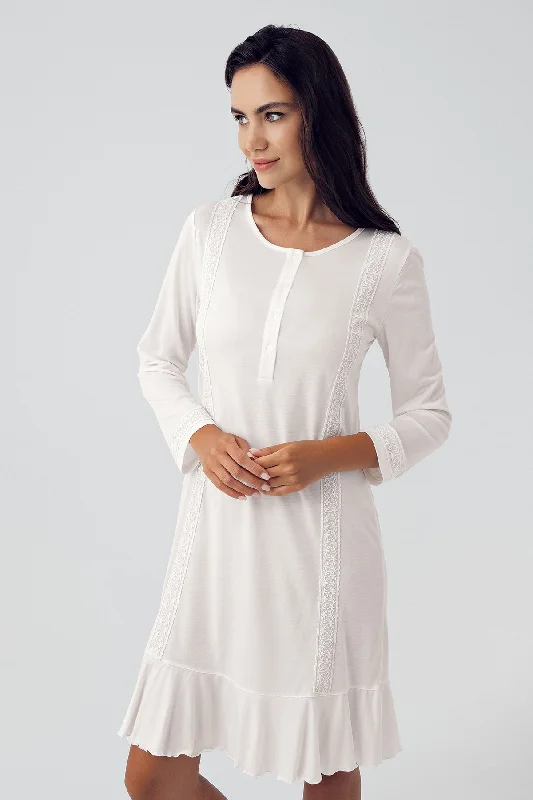 women's pajamas for those who love to stay in and relaxShopymommy 15116 Pleated Maternity & Nursing Nightgown Ecru