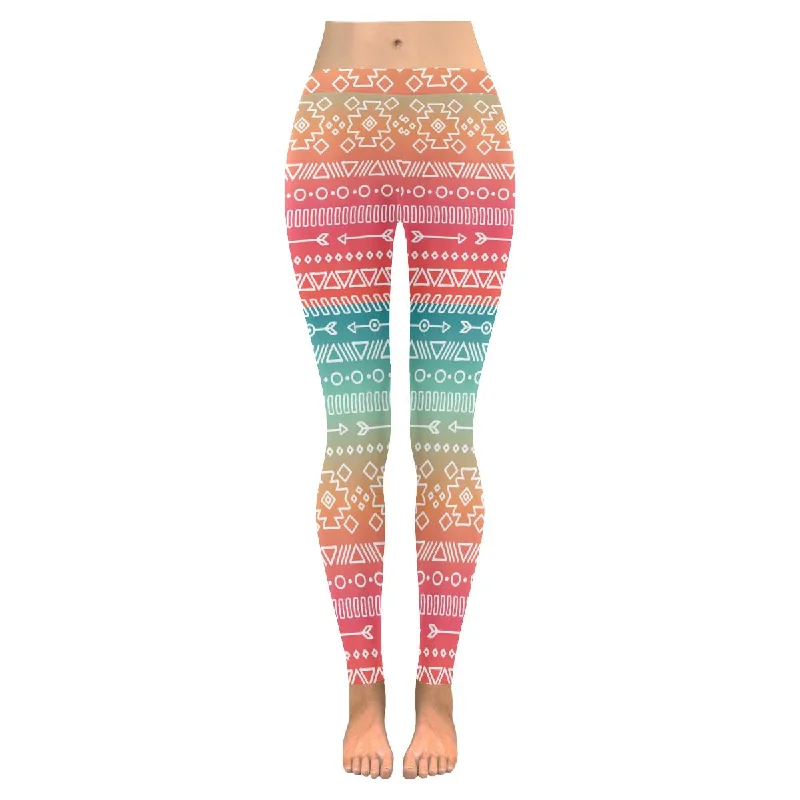 Graphic geometric ethnic tribal print Low Rise Ladies yoga running Leggings