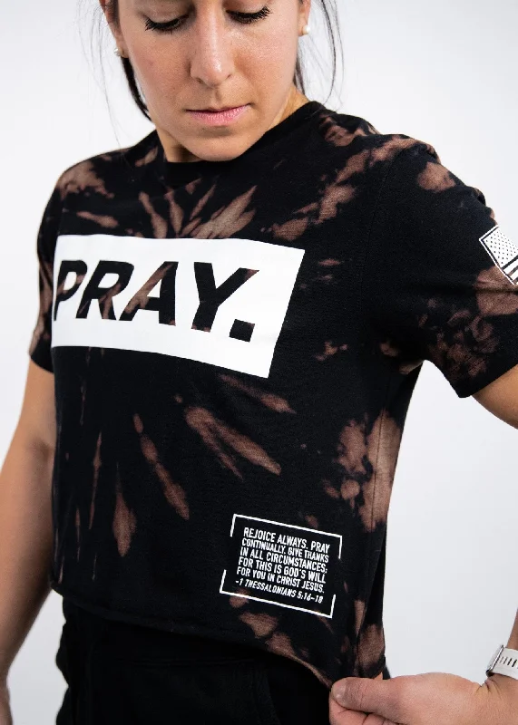 Women's Blouse for WeddingPRAY. Crop Tee: Bleached Black