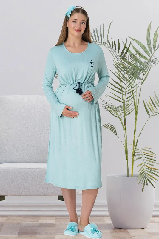 women's pajamas for lounging around the houseShopymommy 5539 Breastfeeding Maternity & Nursing Nightgown Turquoise